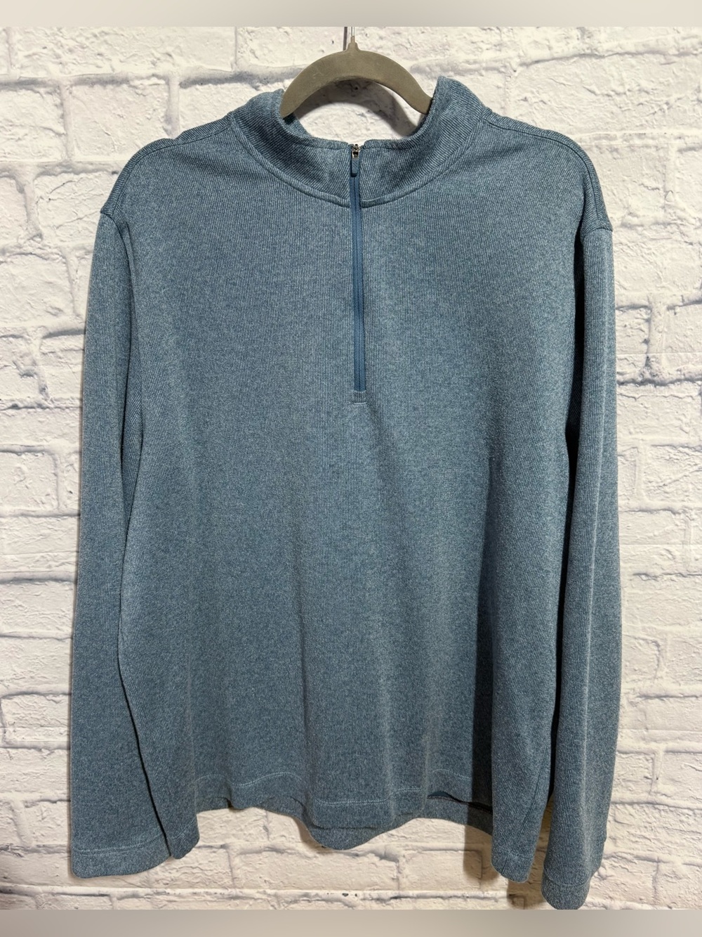Men's Rhone Commuter Blue Quarter-Zip Knit Sweater, Size‎ XXL